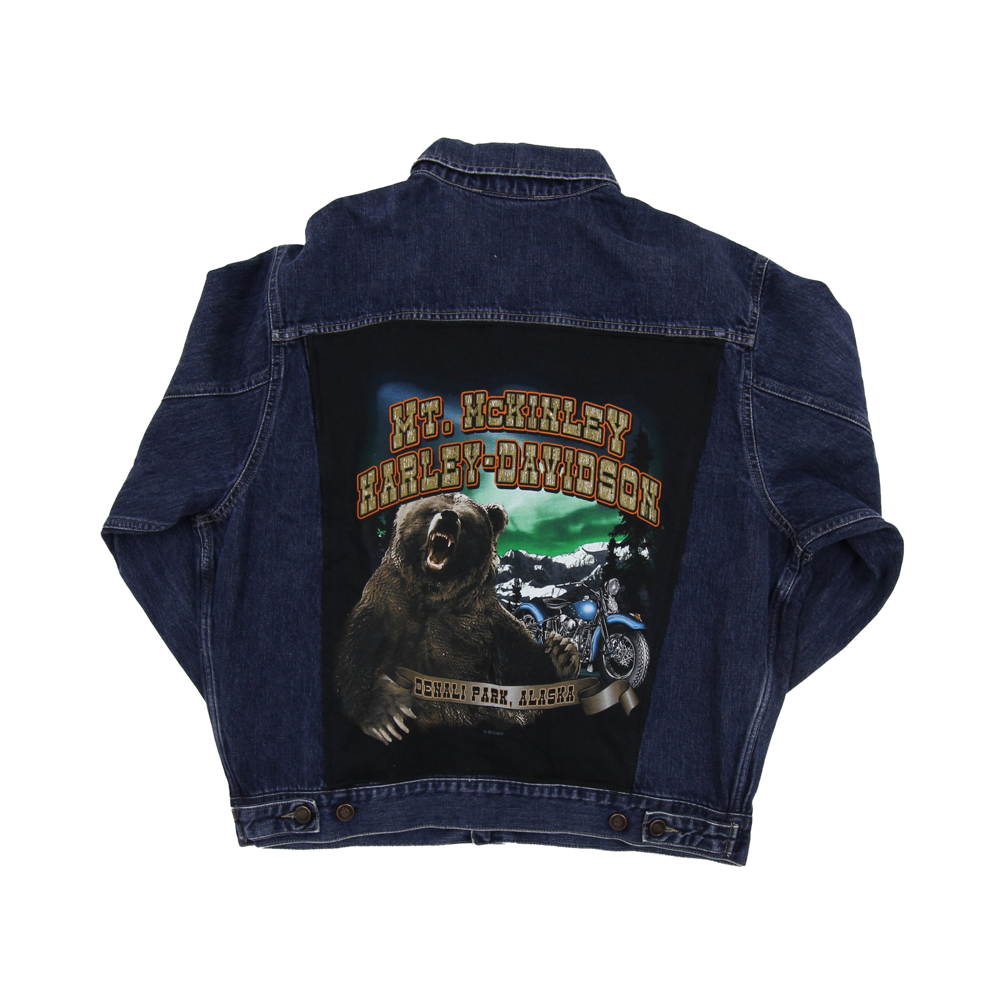 Denim Rework Harley Davidson Thin Jacket - L